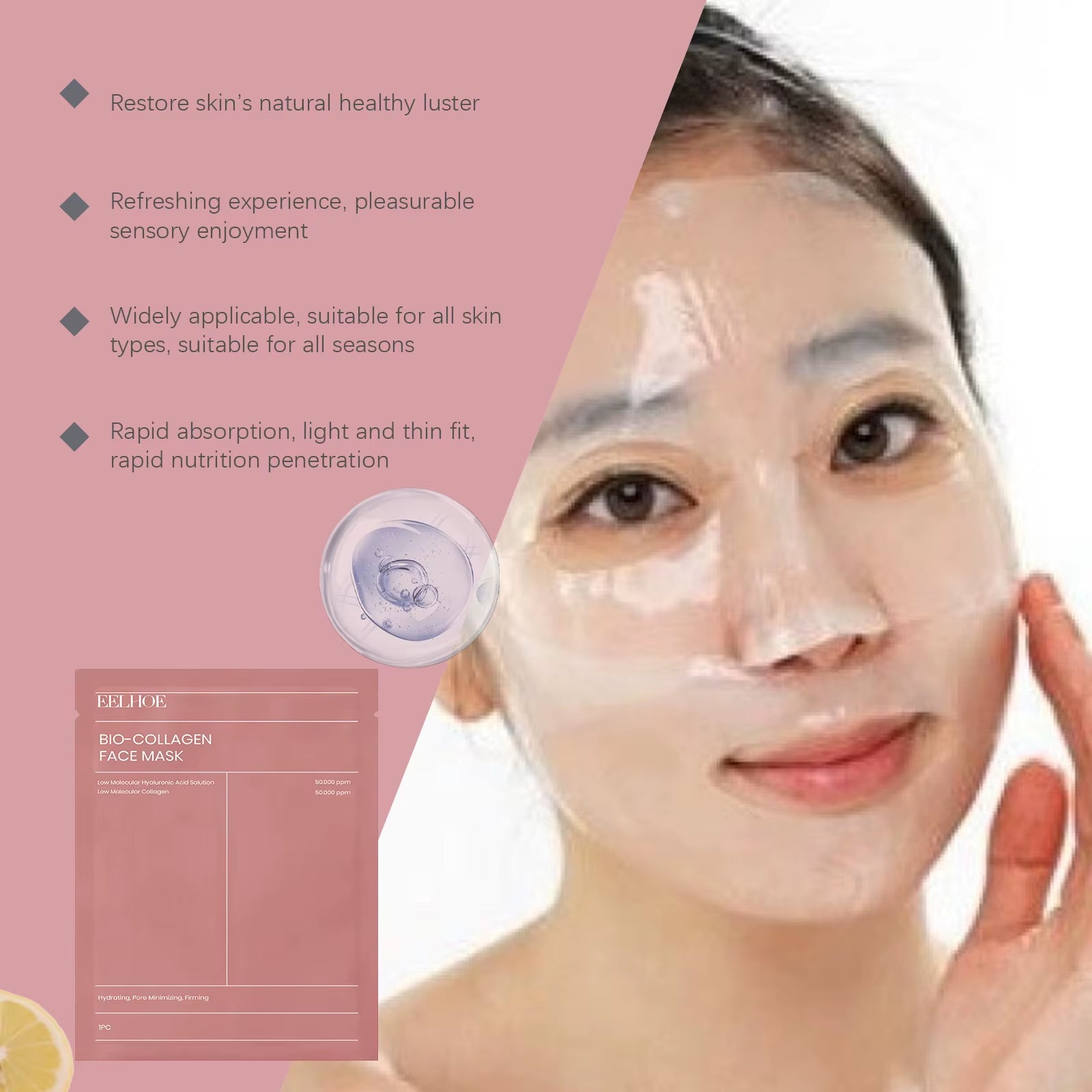 10/5/3Pcs Bio Collagen Face Mask Shrink Pores Deep Hydrating Overnight Mask Moisturizing Refreshing Brightening Face Skin Care