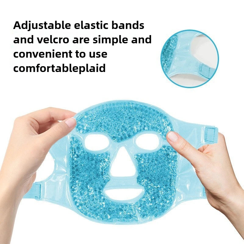 New SPA Ice Cold and Hot Heat Full Face Eye Mask Sleeping Ice Pack Reduce Face Puff Dark Circles Gel Beads Compress for Woman