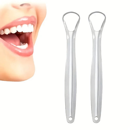 Stainless Steel Tongue Scraper Set with Portable Case Odorless, Oral Care Tool for Fresh Breath Tongue Cleaning Plate