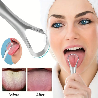 Stainless Steel Tongue Scraper Set with Portable Case Odorless, Oral Care Tool for Fresh Breath Tongue Cleaning Plate