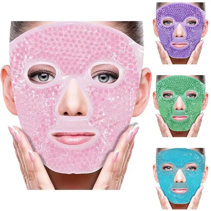 New SPA Ice Cold and Hot Heat Full Face Eye Mask Sleeping Ice Pack Reduce Face Puff Dark Circles Gel Beads Compress for Woman