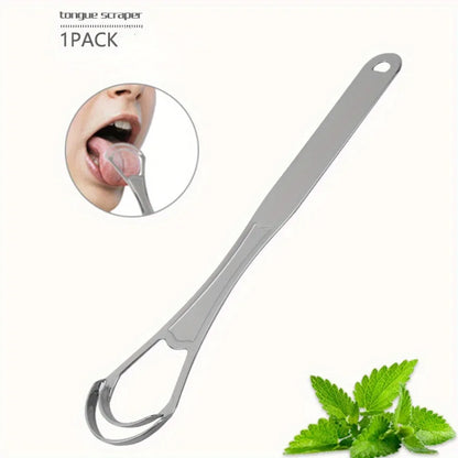 Stainless Steel Tongue Scraper Set with Portable Case Odorless, Oral Care Tool for Fresh Breath Tongue Cleaning Plate