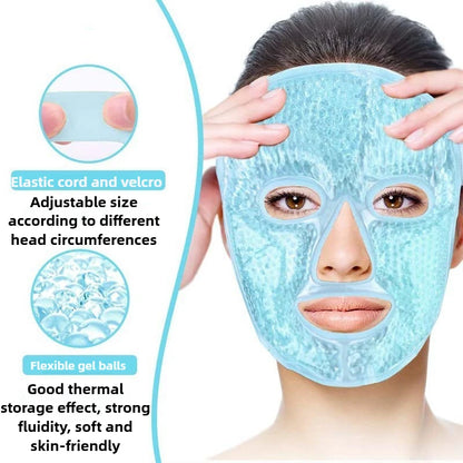 New SPA Ice Cold and Hot Heat Full Face Eye Mask Sleeping Ice Pack Reduce Face Puff Dark Circles Gel Beads Compress for Woman