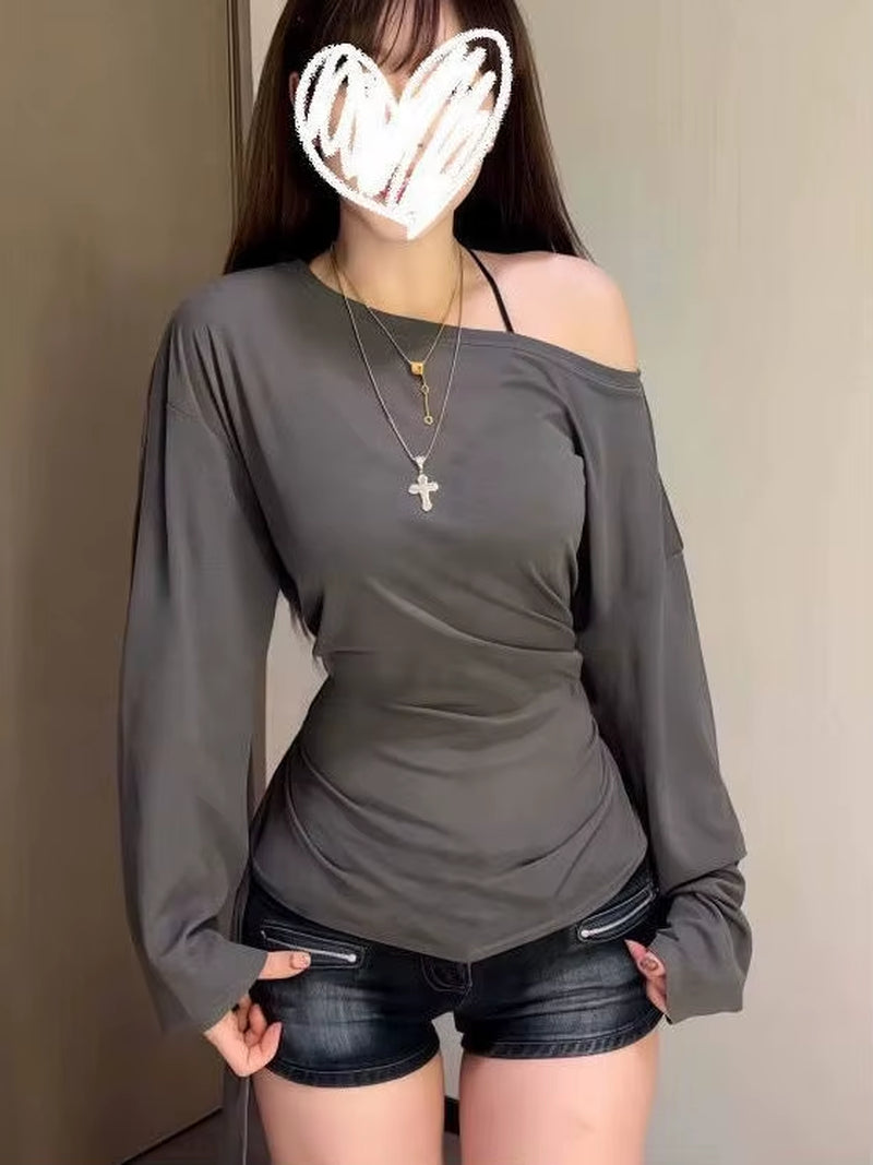 Slim Fit Long Sve T-Irt Summer Lightweight See Tough Belted Loose Design Moisture Ng Color Commute Sle